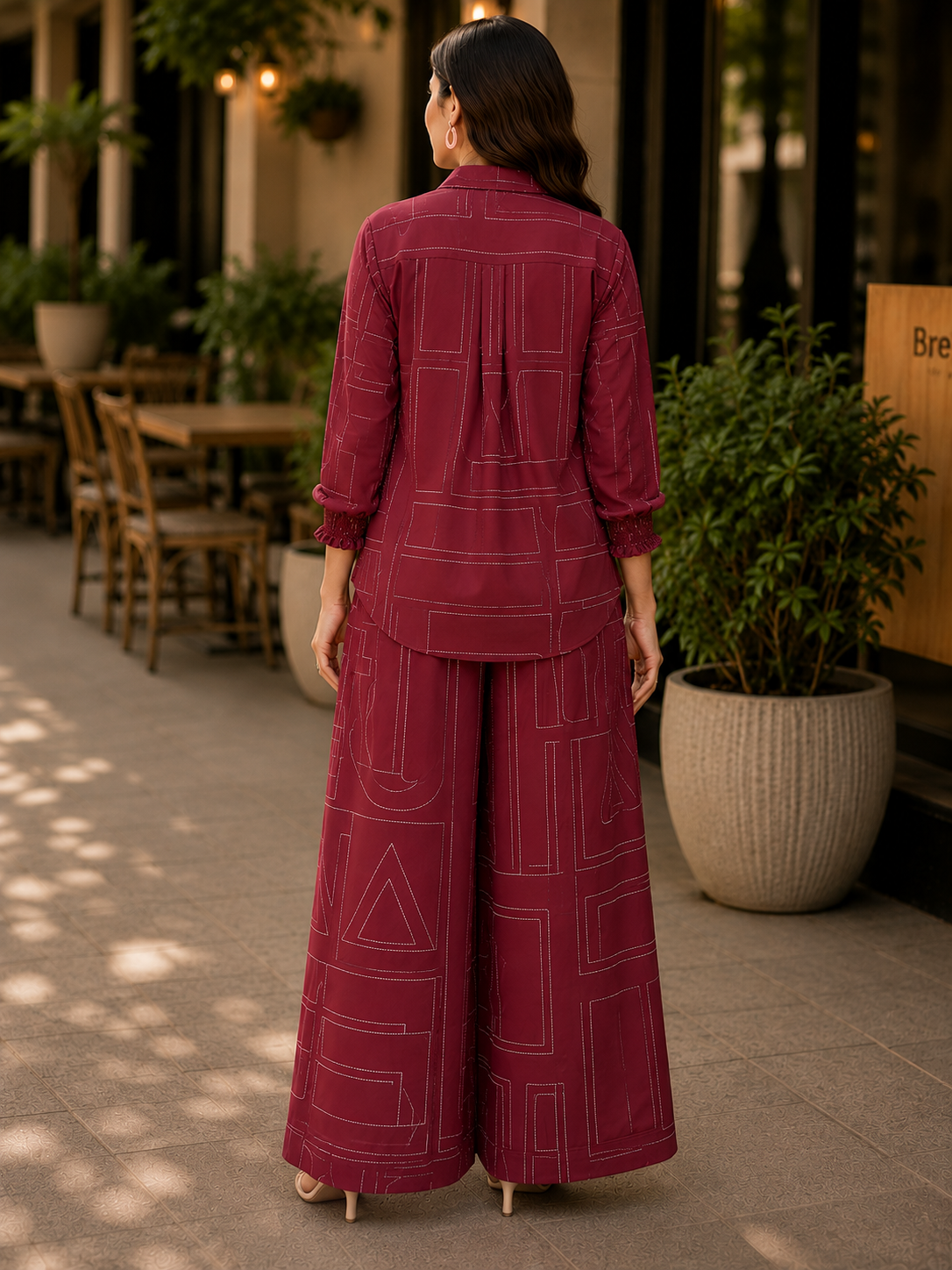 Maroon Printed Coord Set