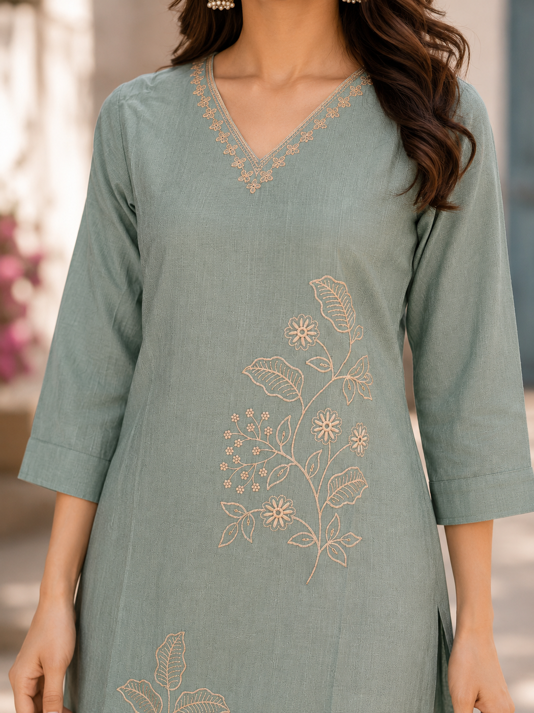 Sage Green Embroidered Coord Set