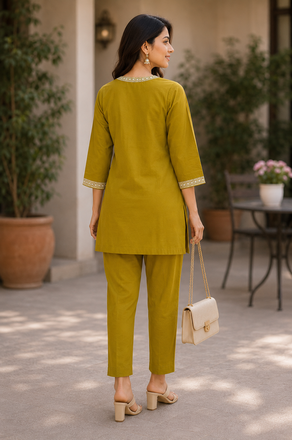 Mustard Yellow Embroidered Coord Set