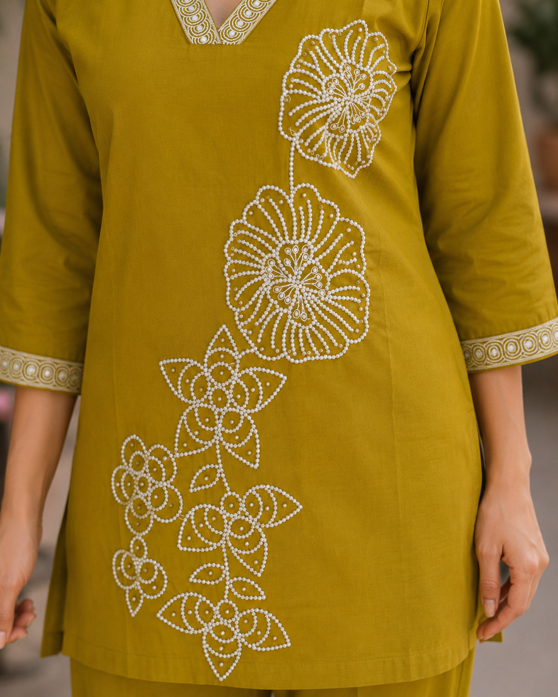 Mustard Yellow Embroidered Coord Set