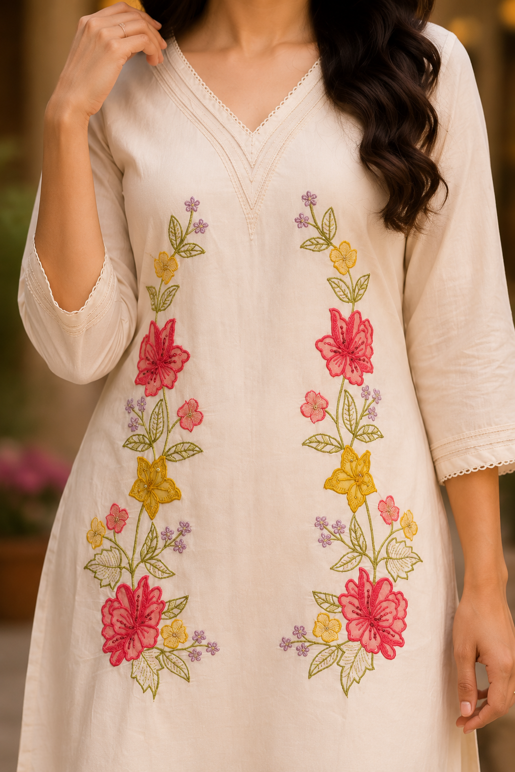 Ivory Bloom Embroidered Coord Set