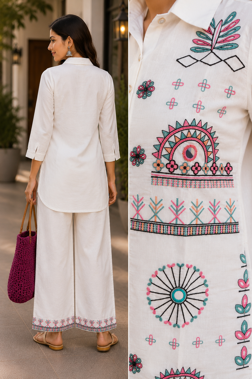 Ivory- White Tribal Charm Coord Set