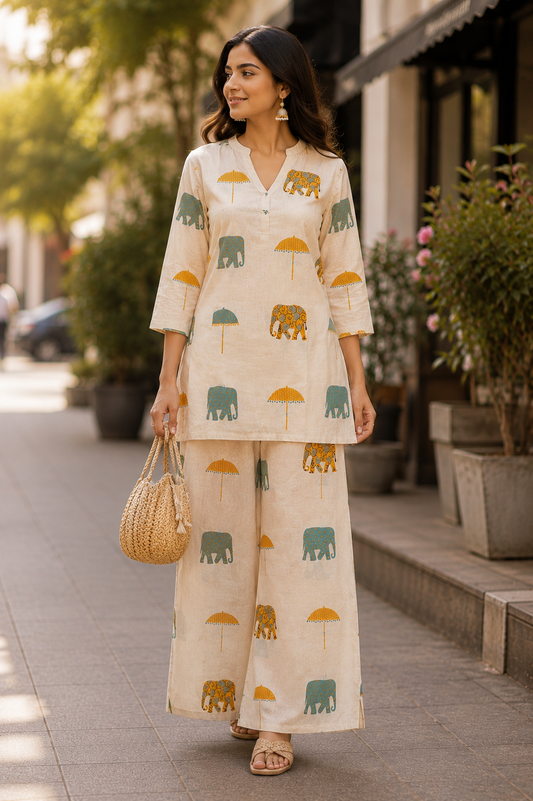 Ivory Jaipur Print Coord Set