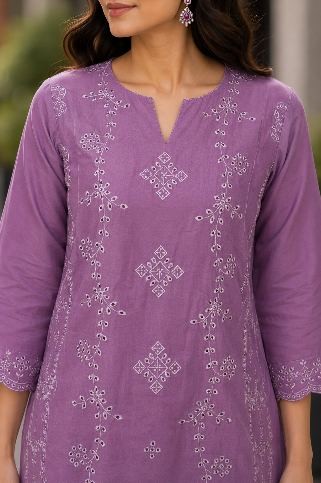 Mauve Purple Chanderi Coord Set