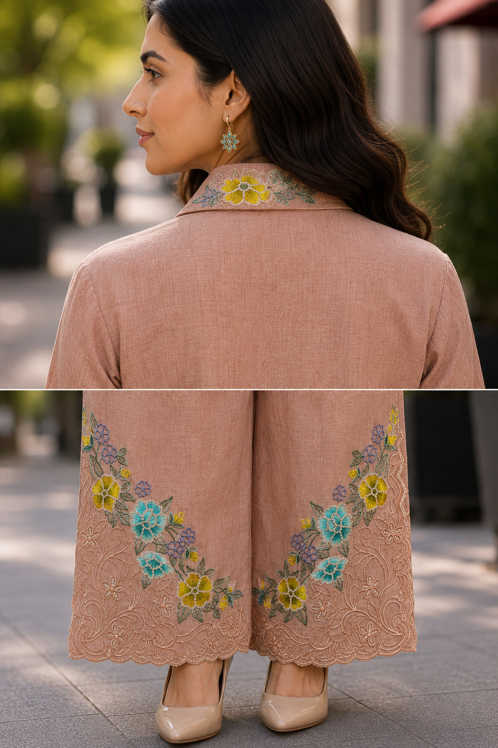 Dual Shade Blush Pink Embroidered Coord Set