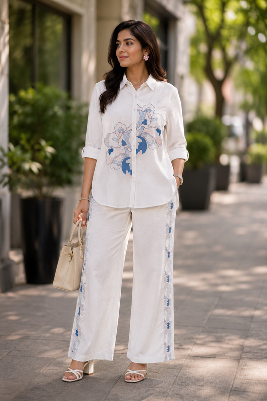 Ivory Luxe Embroidered Premium Coord Set
