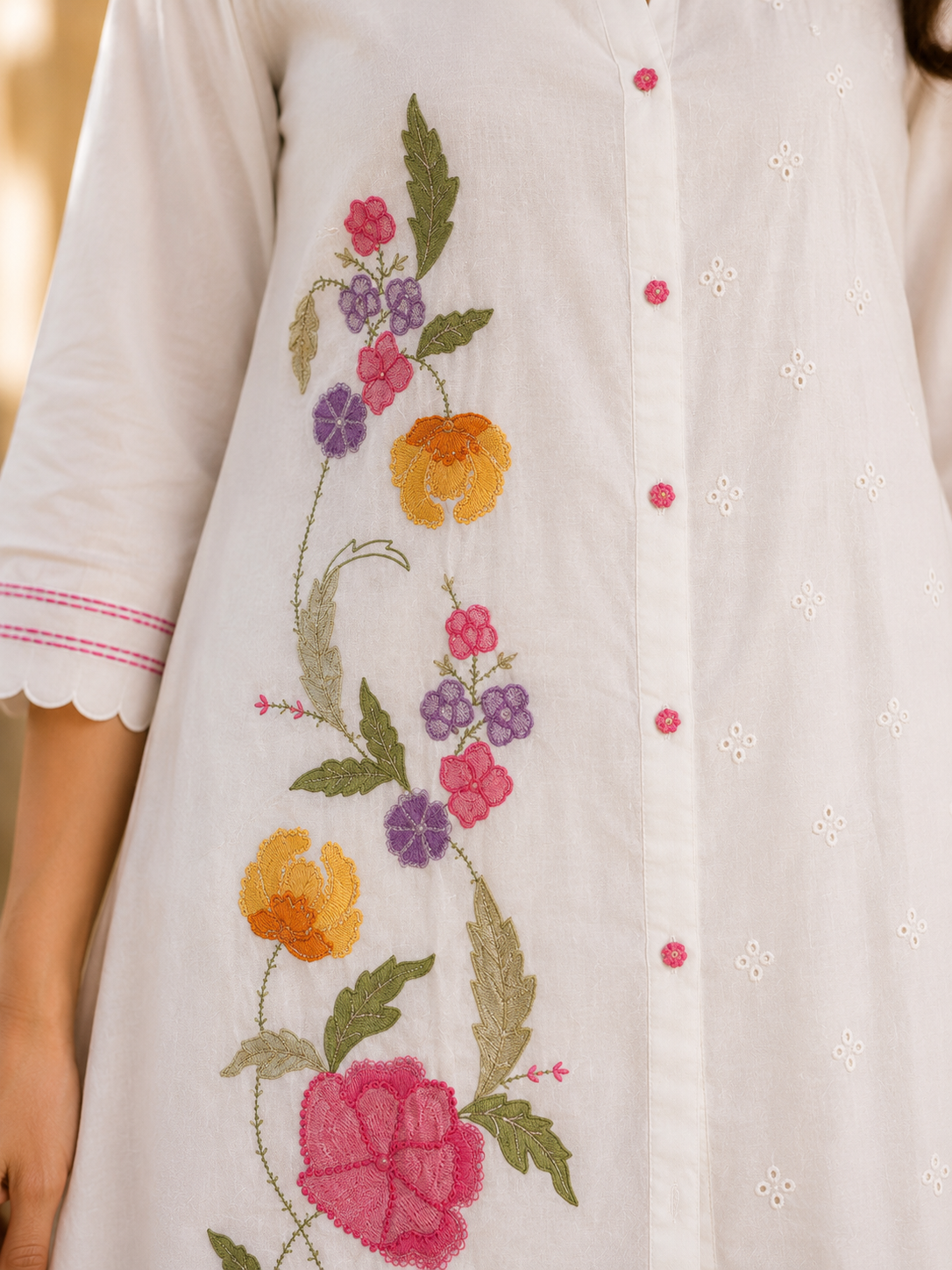 Ivory Blossom Embroidered Coord Set