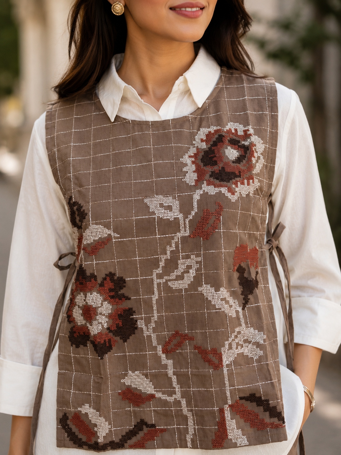 Mocha Brown Embroidered Coord Set