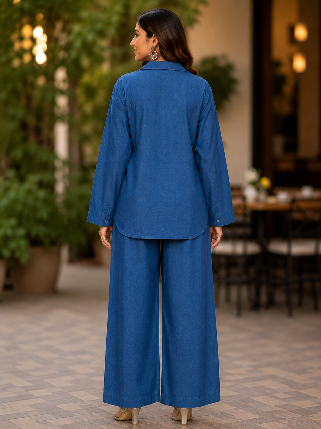 Royal Blue Denim Casual Coord Set