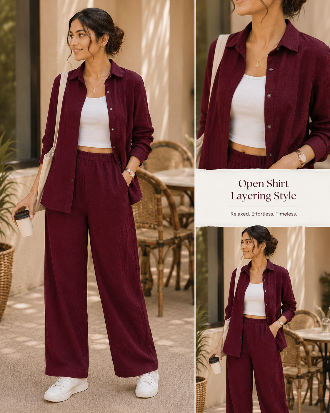 Maroon Cotton Casual Coord Set