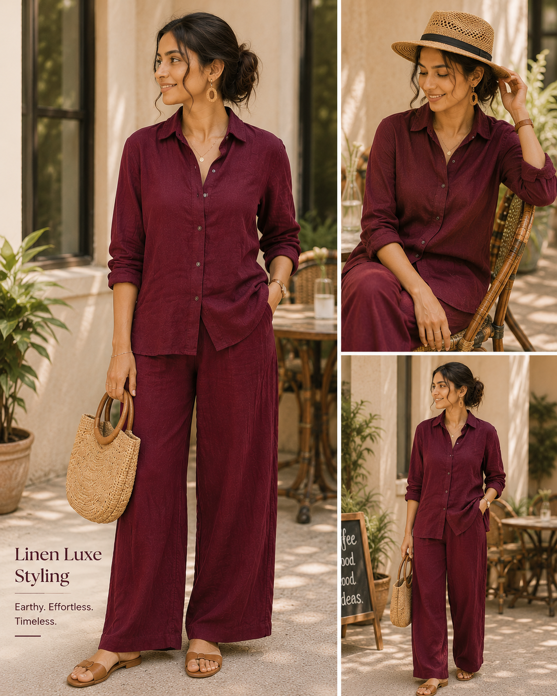Maroon Cotton Casual Coord Set