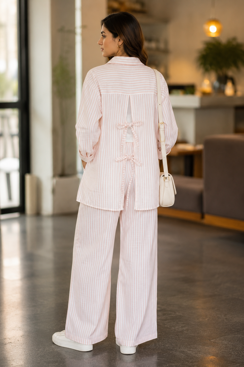 Pink Striped Lounge Coord Set