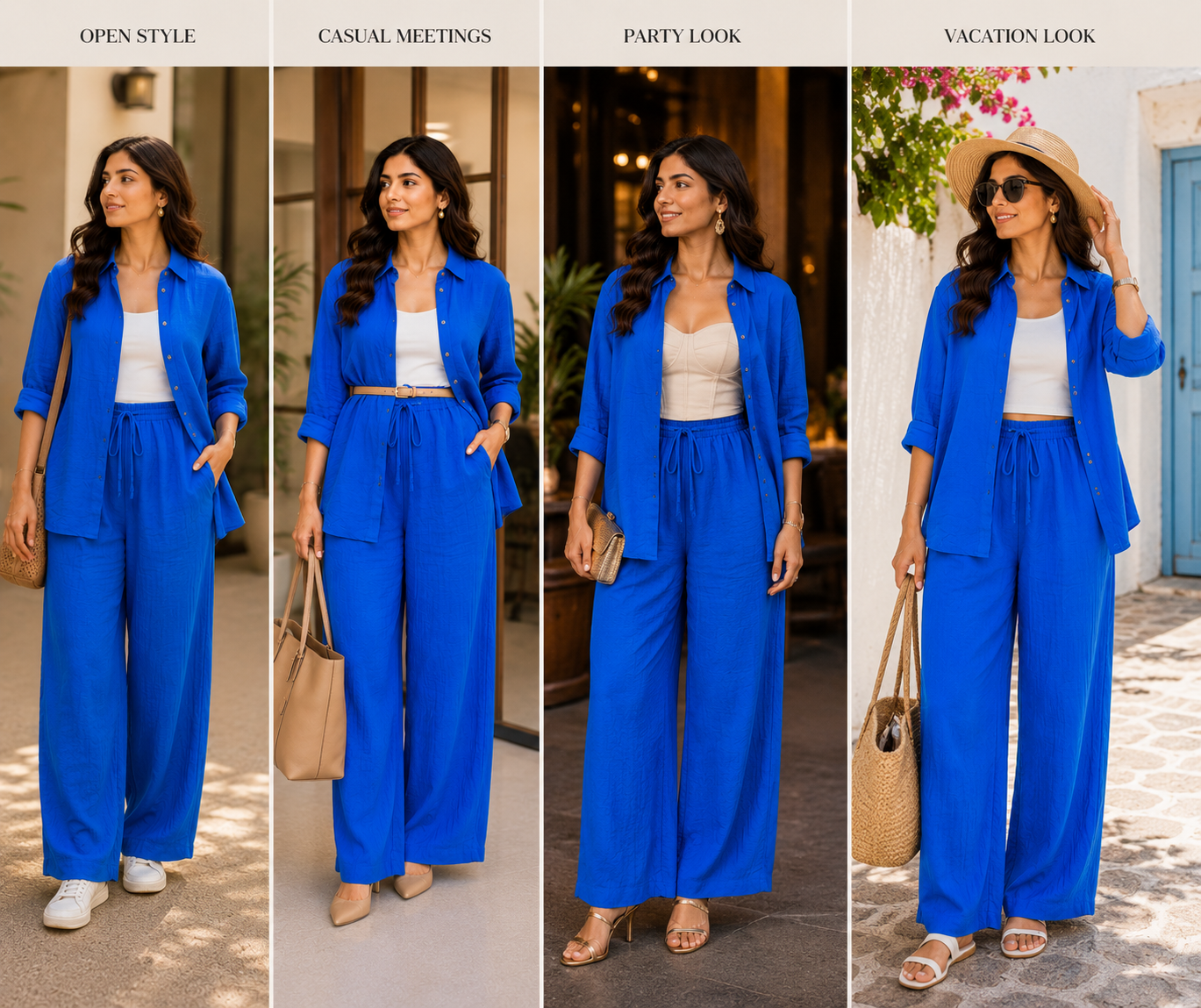 Royal Blue Cotton Casual Coord Set