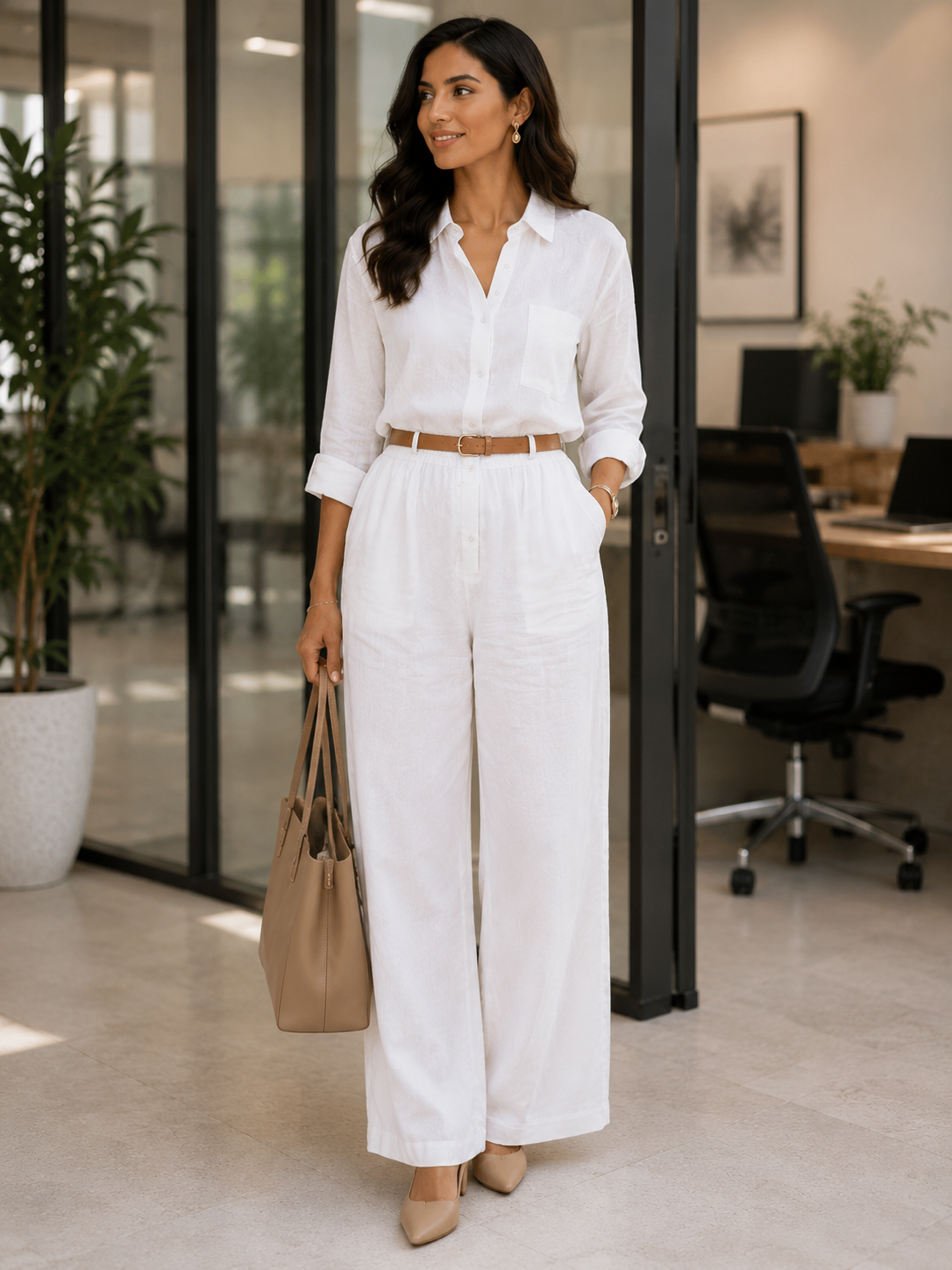 White Cotton Plain Co-ord Set