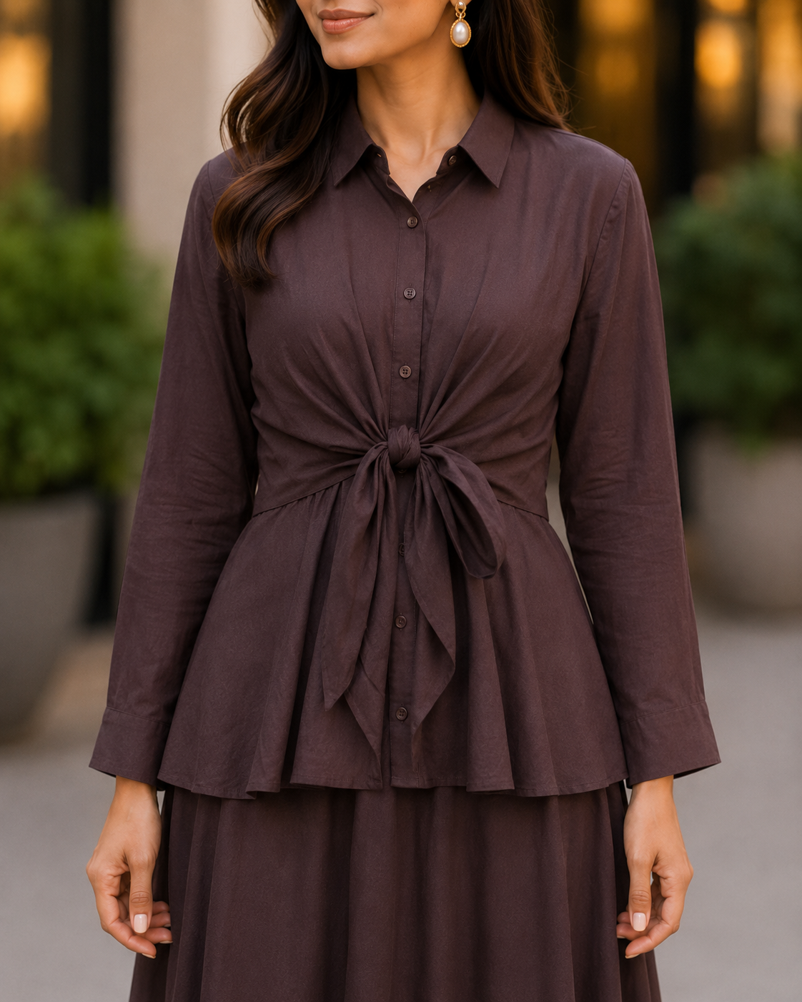 Coffee Brown Solid Coord Set