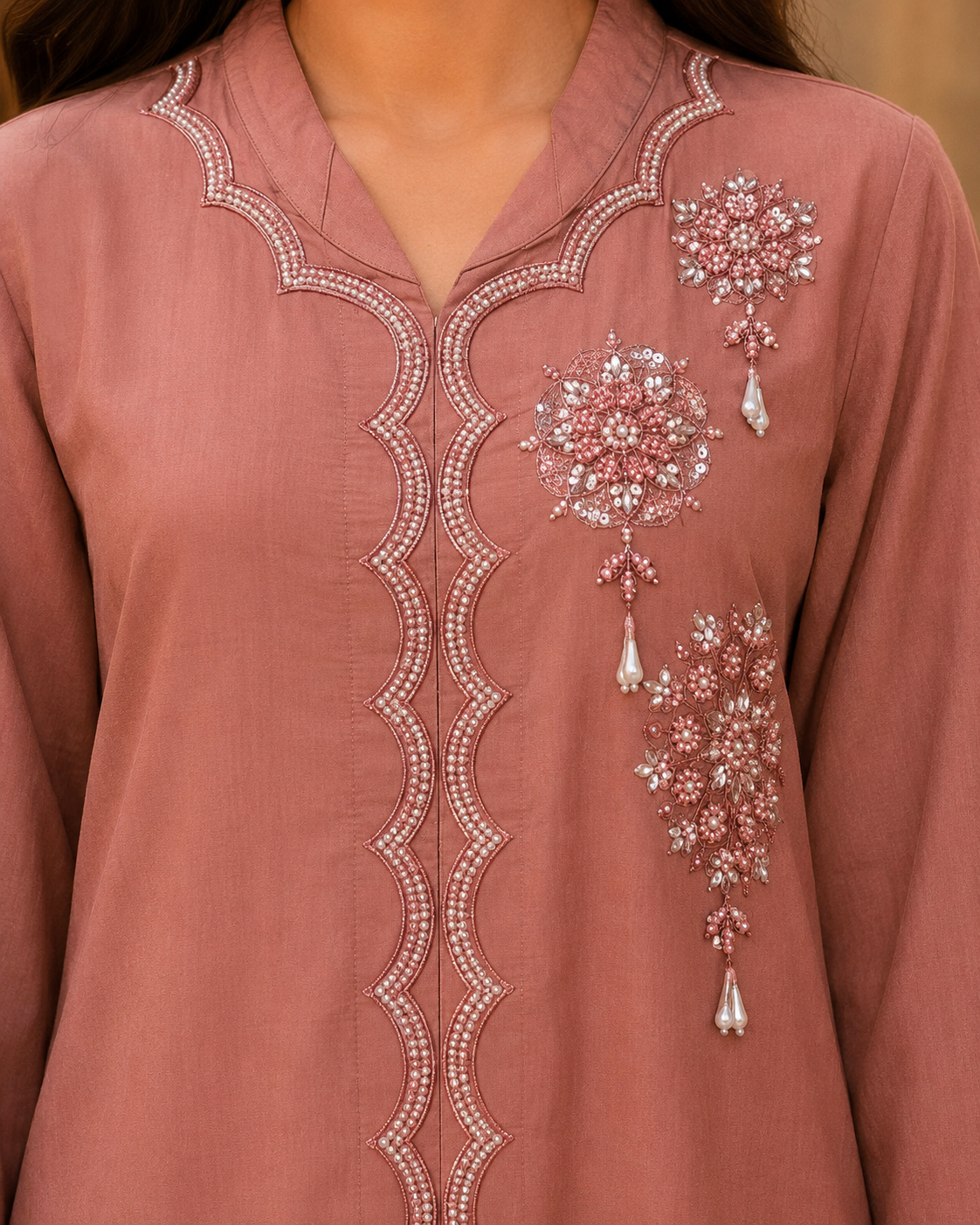Dusty Rose Embroidered Coord Set