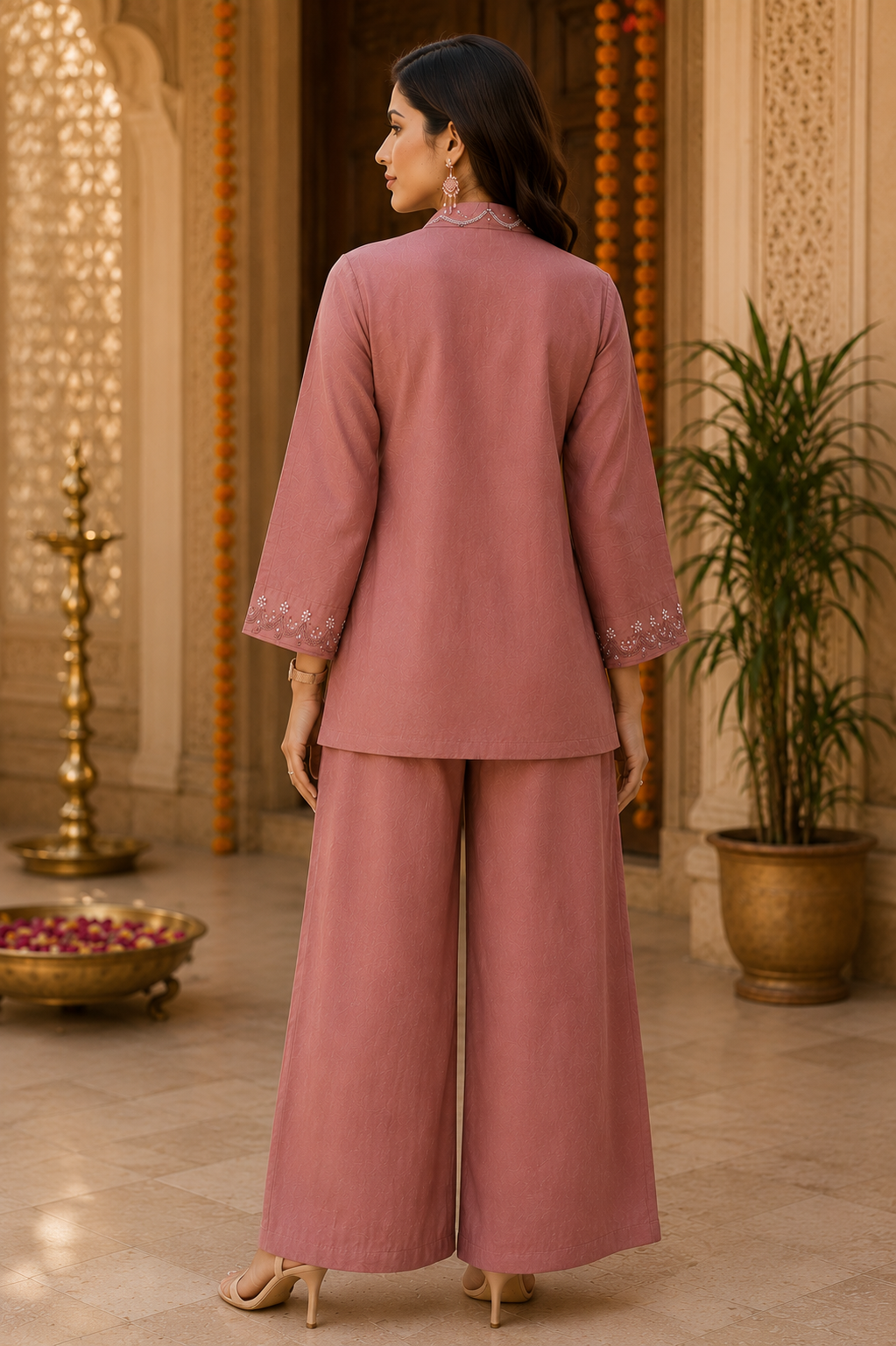 Dusty Rose Embroidered Coord Set