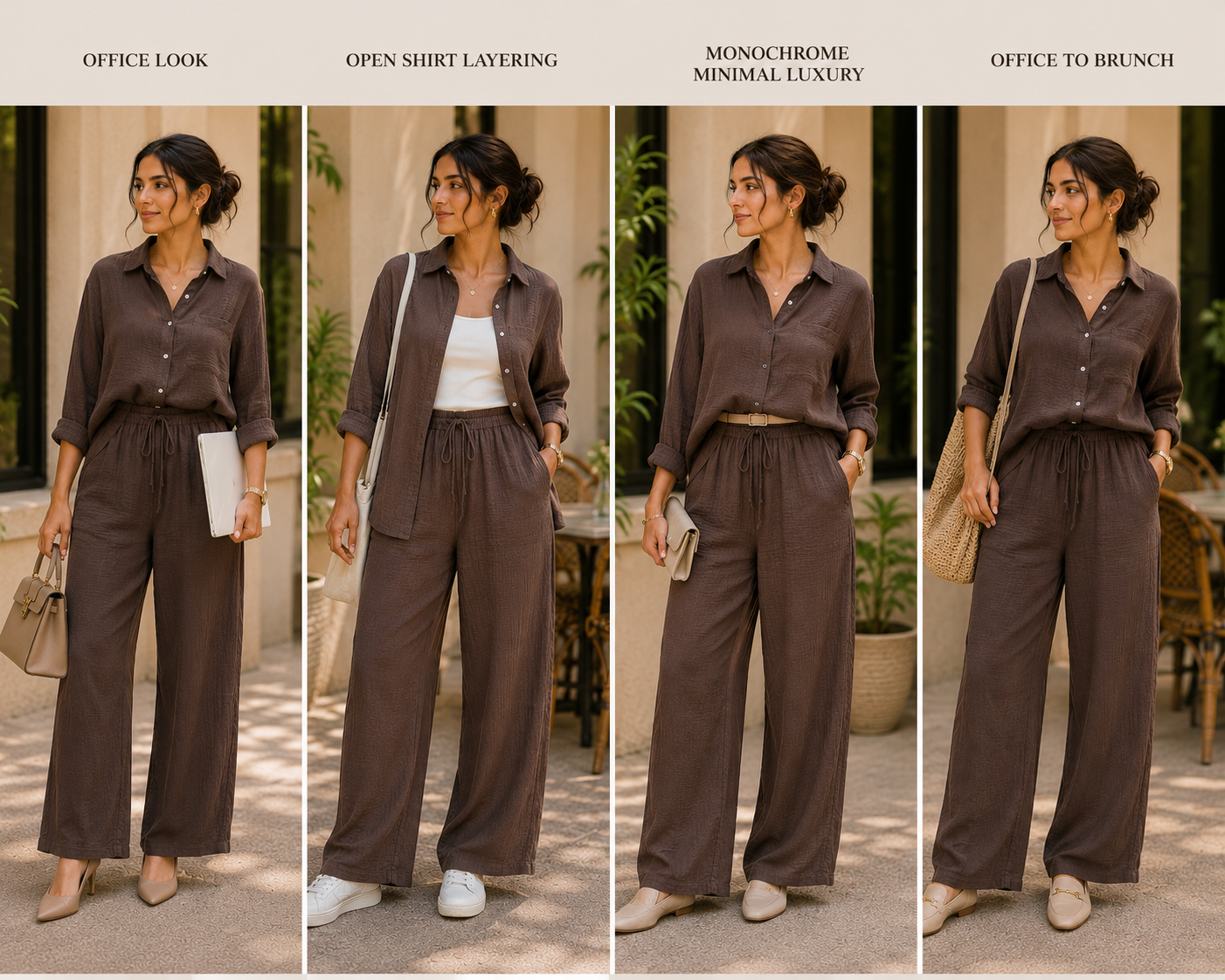 Mocha Brown Cotton Casual Coord Set
