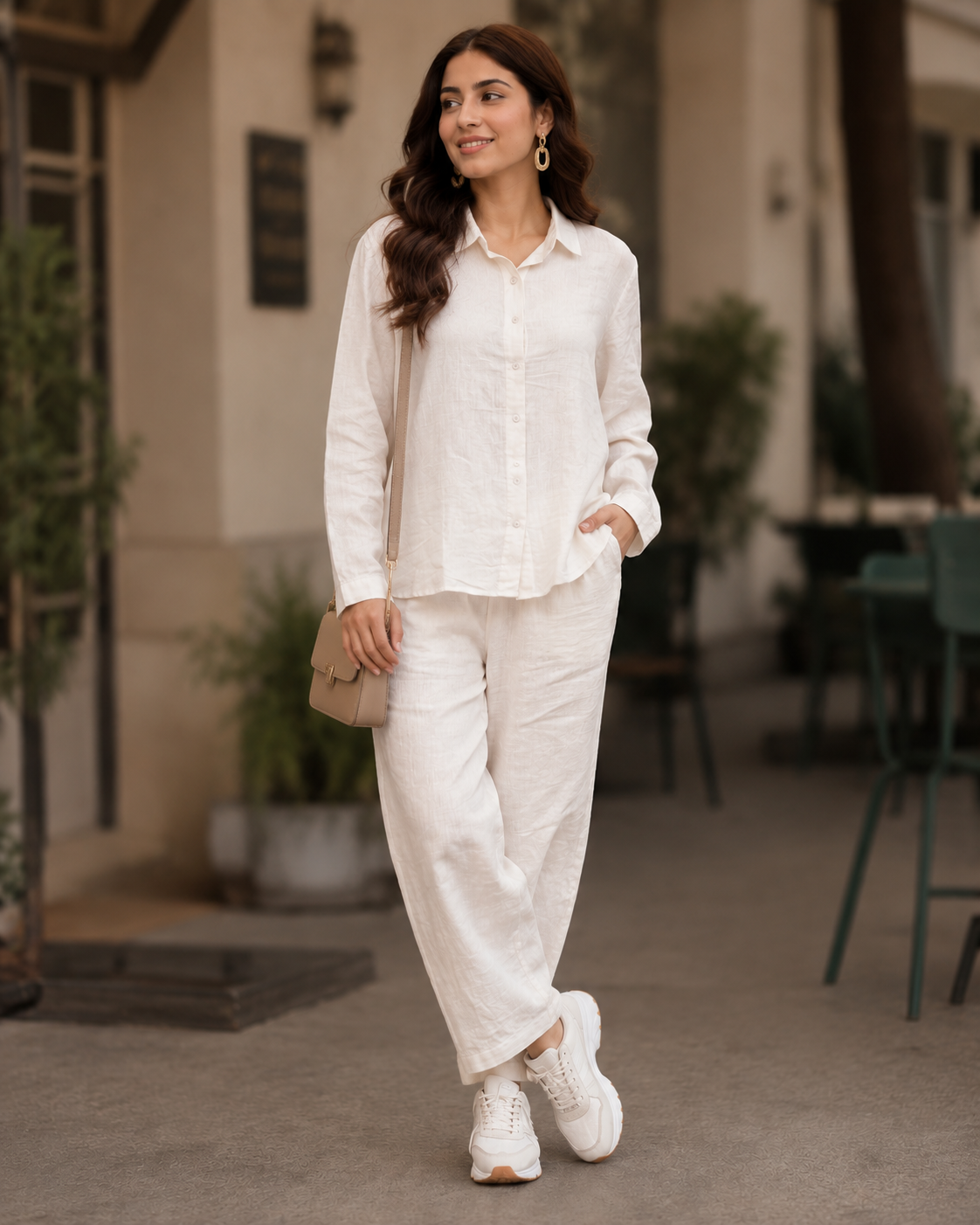 Ivory Cotton Casual Coord Set