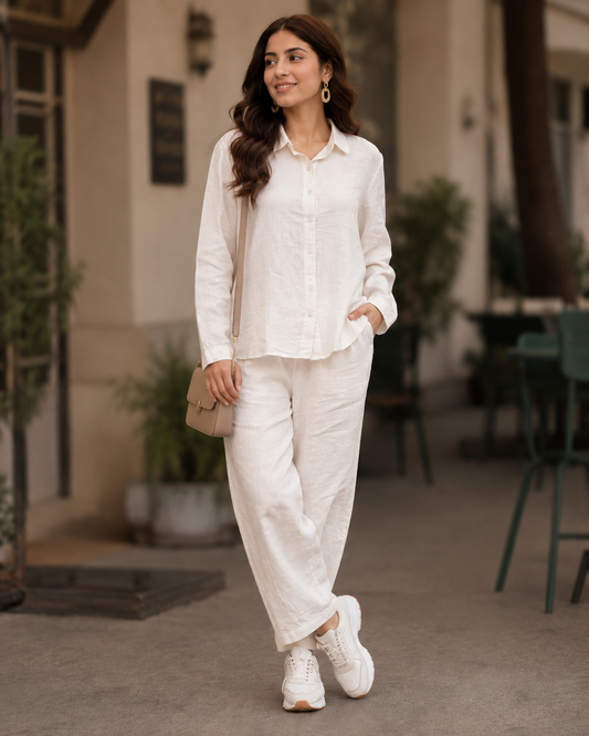 Ivory Cotton Casual Coord Set