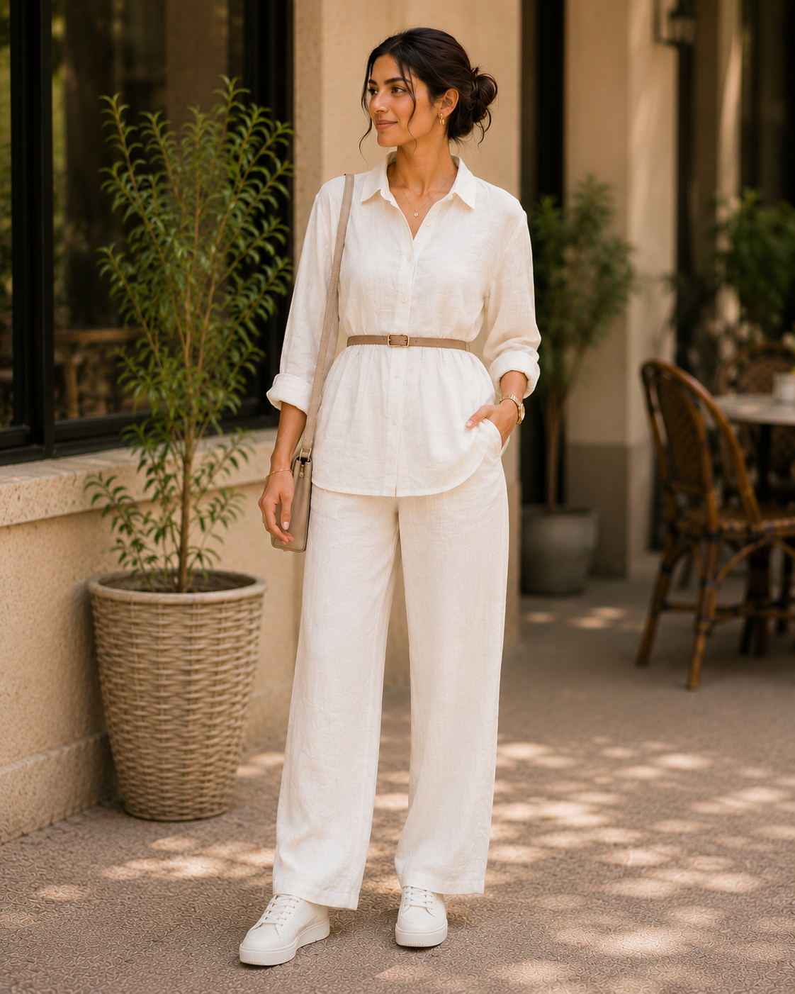 Ivory Cotton Casual Coord Set