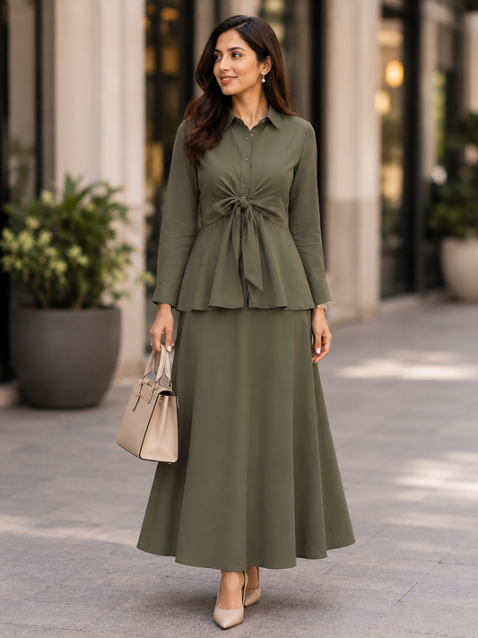 Olive Green Solid Coord Set