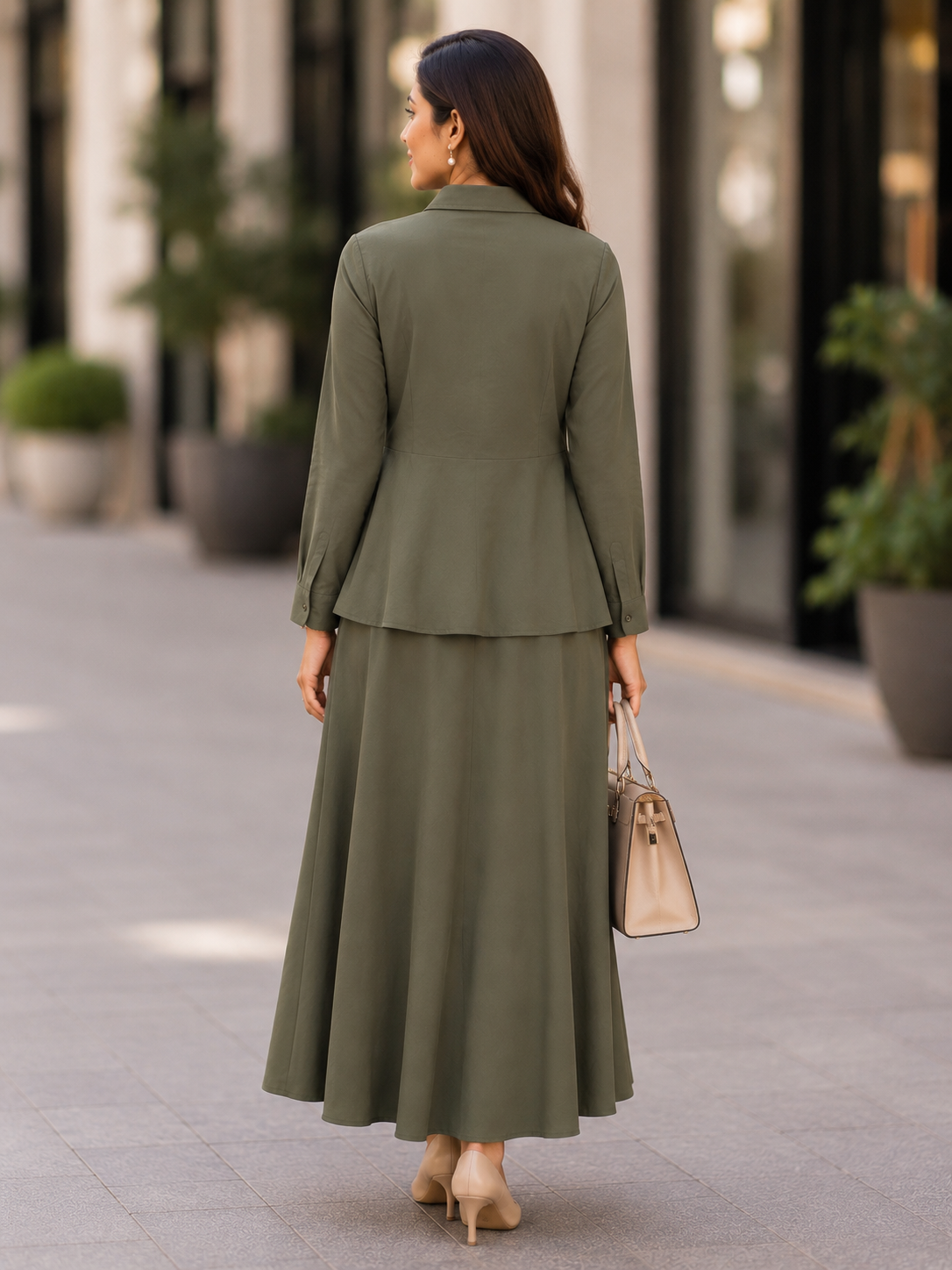 Olive Green Solid Coord Set