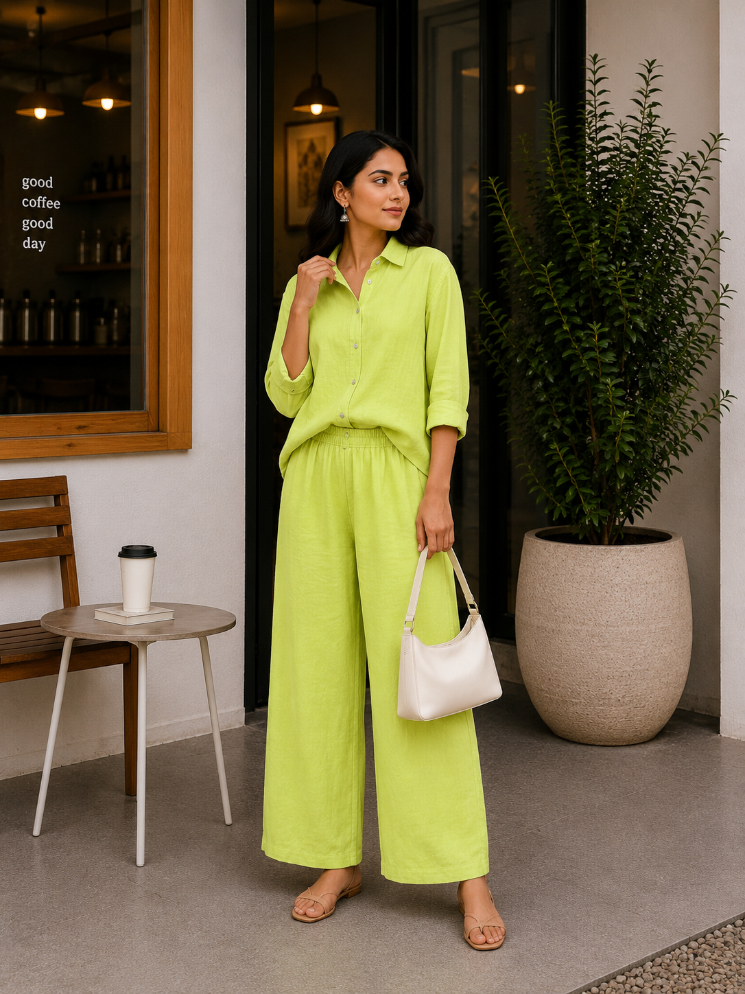 Neon Green Cotton Coord Set
