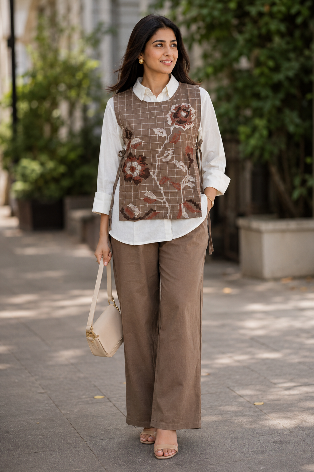Mocha Brown Embroidered Coord Set