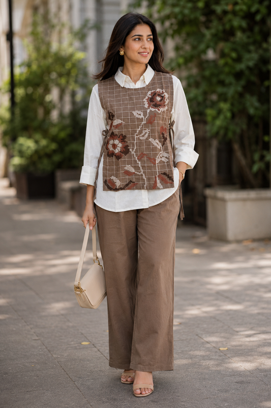 Mocha Brown Embroidered Coord Set