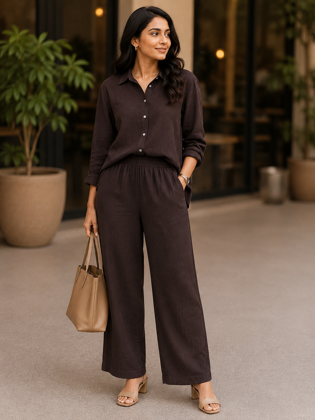 Dark Chocolate Mul Cotton Co-ord Set